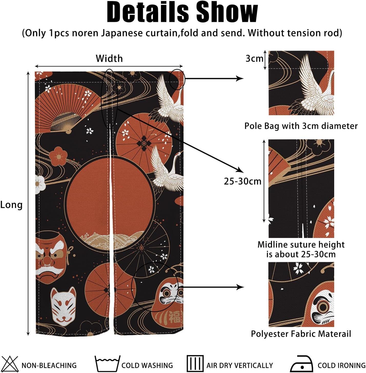 Japanese Doorway Curtain Noren Artistic Painting 335x709