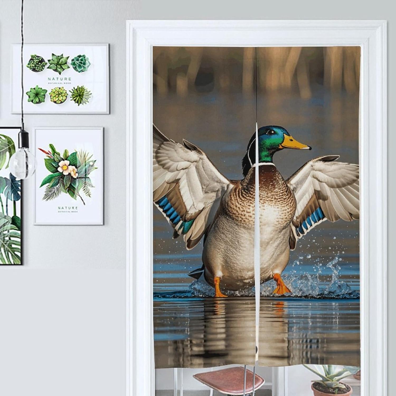 Hunting Flying Wild Ducks Door Cover Curtain 57x17Inches