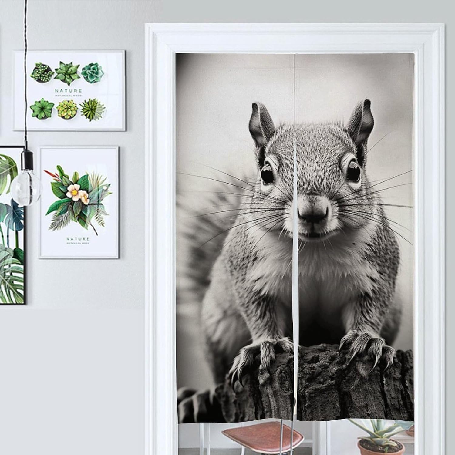Light Gray Squirrel Door Cover Curtain 57x17 Inches