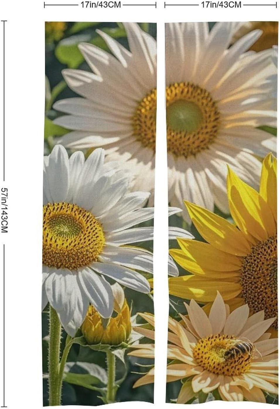 Sunflowers Daisy Rose Door Curtain 57x17 Inches