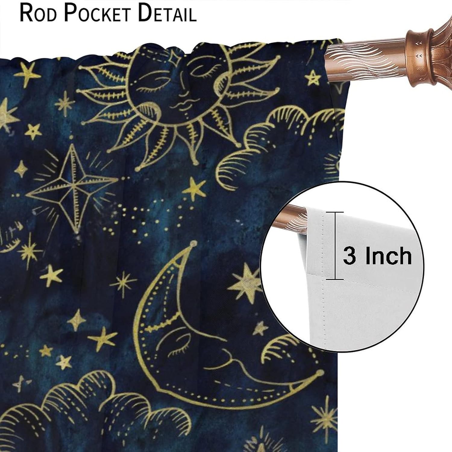 Sun and Moon Curtains Bohemian Style 2 Panels 42x63
