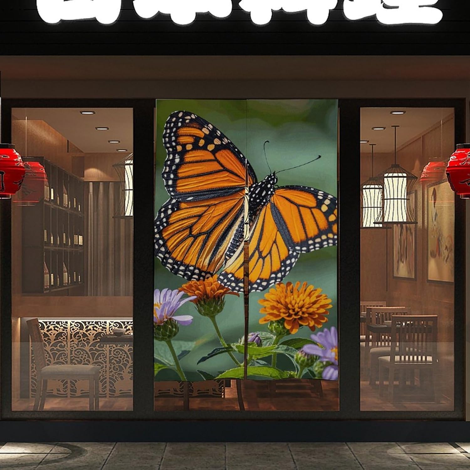 Monarch Butterflies Door Cover Curtain 57x17 Inches