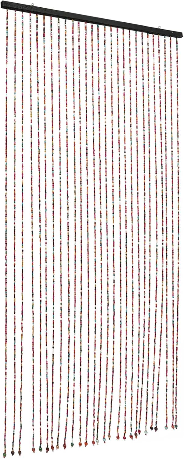 Eapmic Wood Bamboo Beaded Curtain Panels