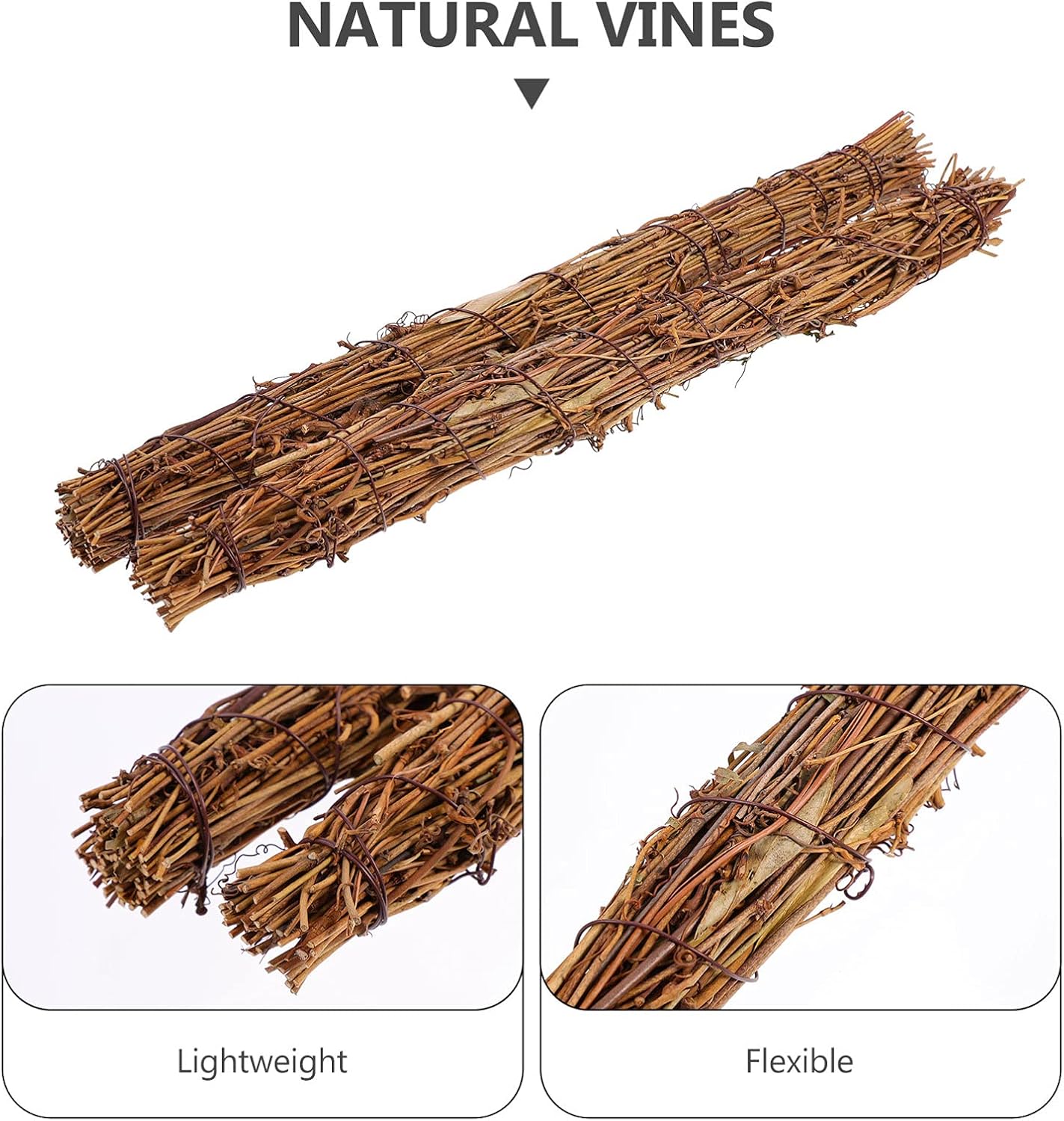 NUOBESTY 2pcs Rattan Wreath Stem Branch Garland