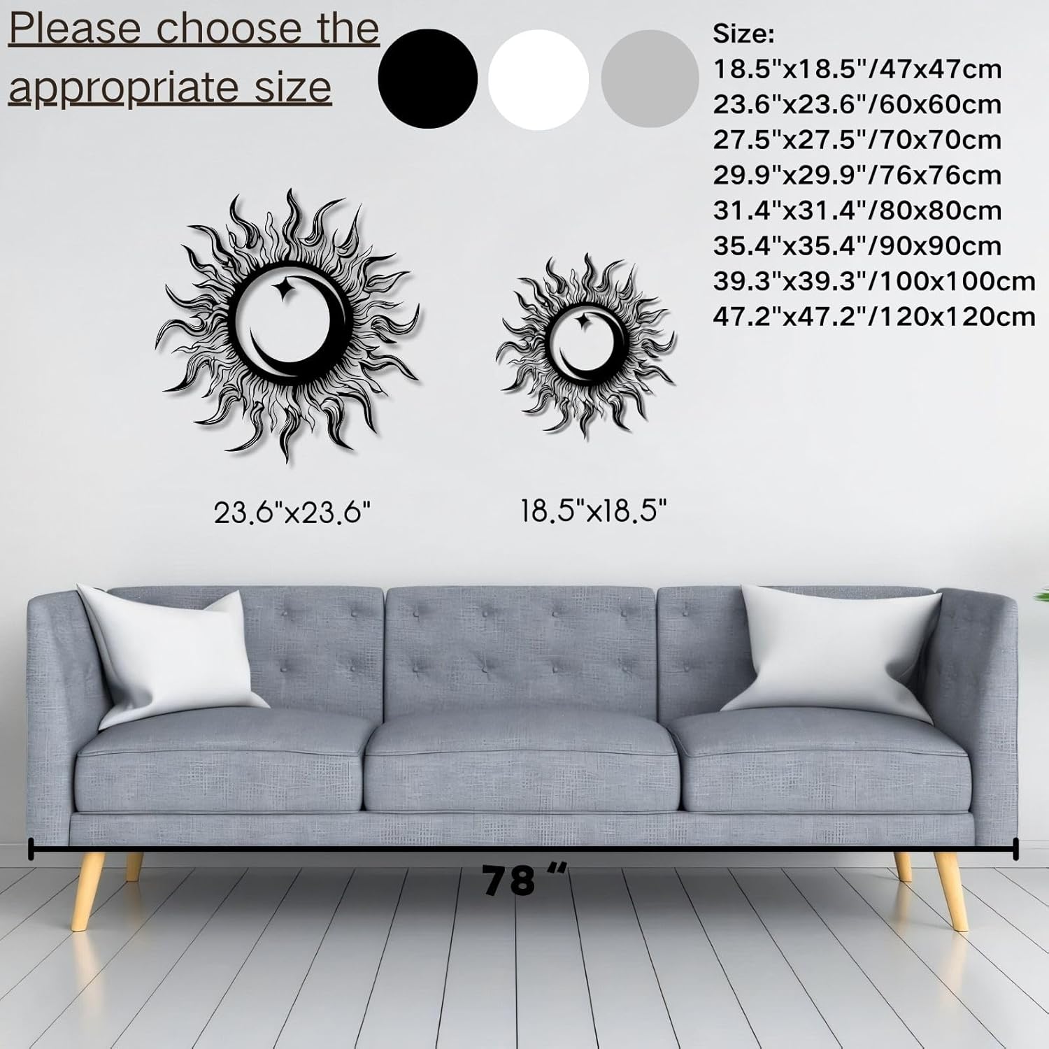 KingGenius Sun Moon Star Wall Decor 299x299 Inch Metal Art