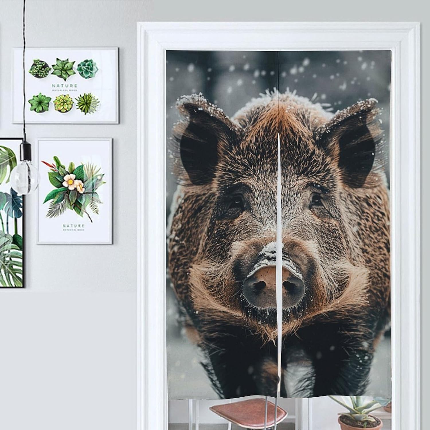 Wild Boar Door Curtain Panel 17x57 Inch Split Door Divider