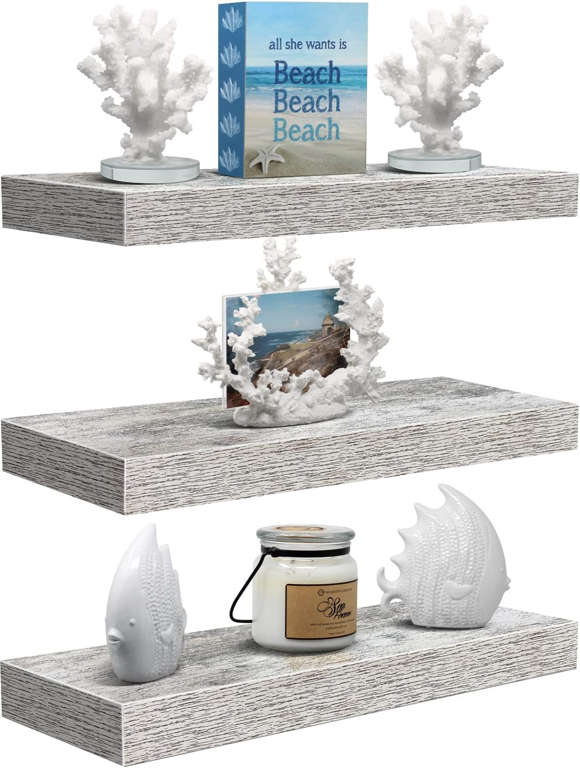 Sorbus Floating Shelves 3 Pack 16 Inch Rustic