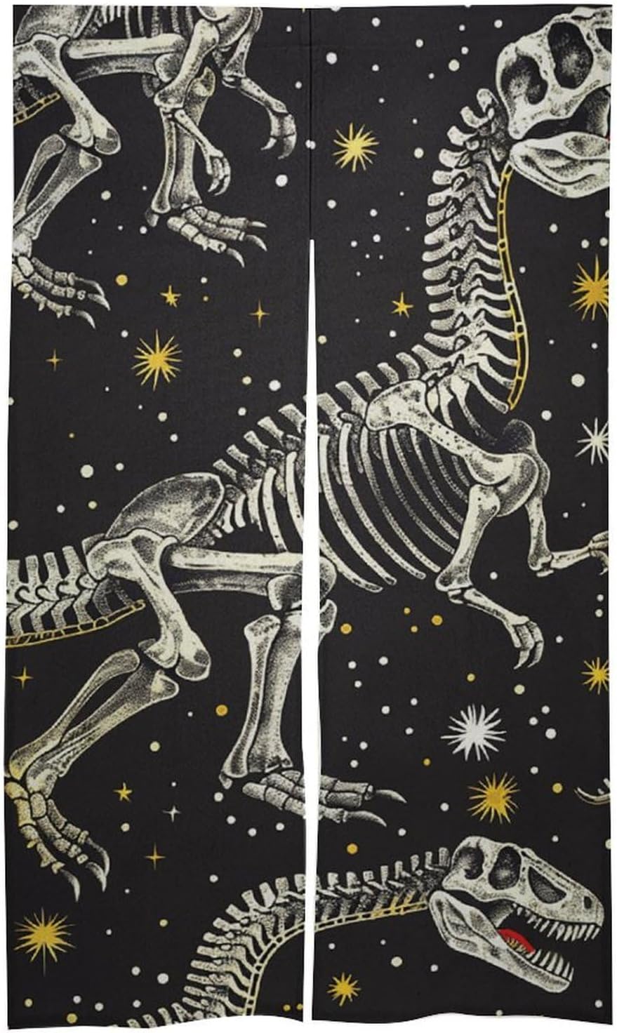 Dinosaur Skeleton Door Curtain Split Panel 17x57 Inch