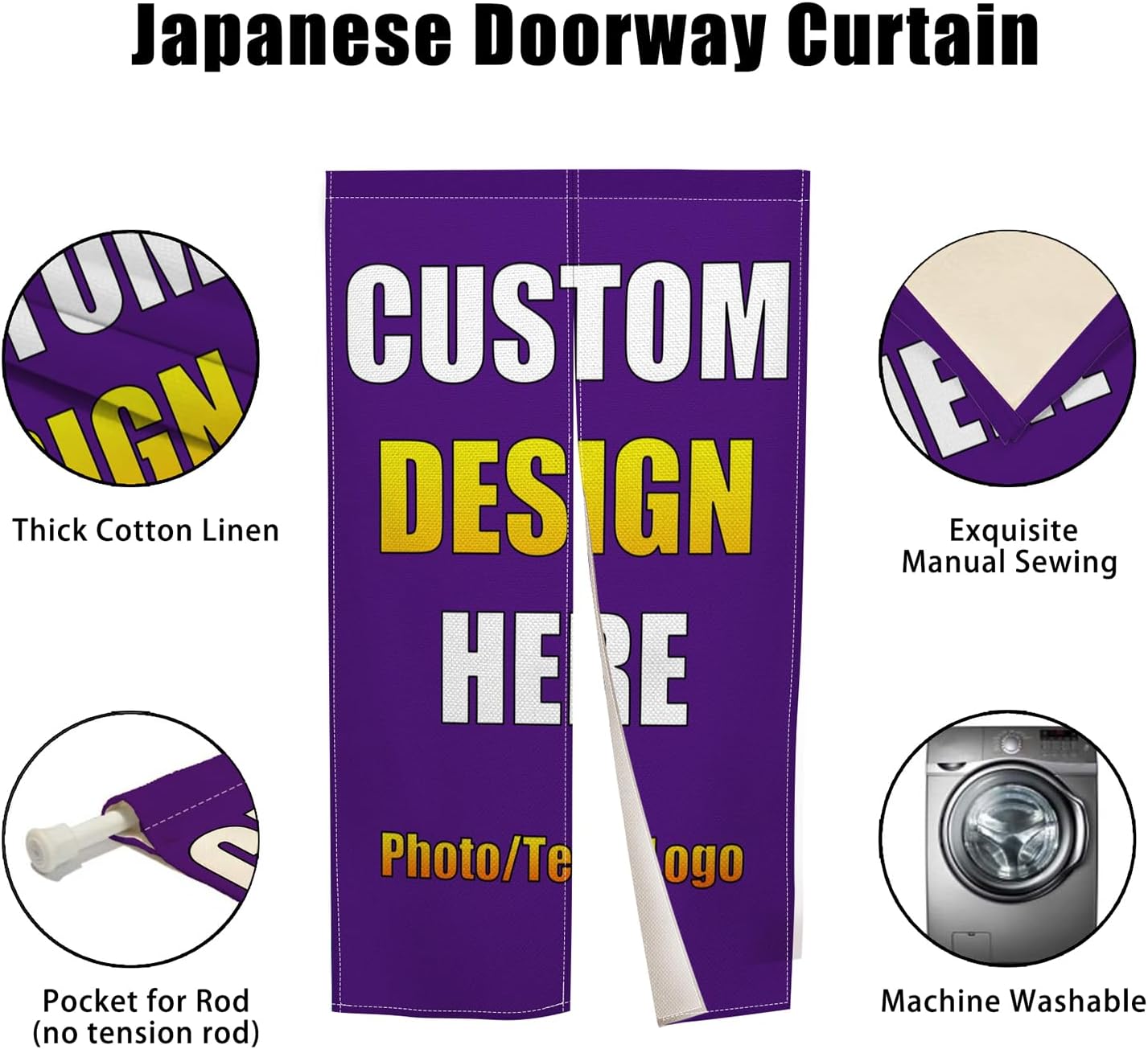 Custom Noren Curtain with Photo Text Logo