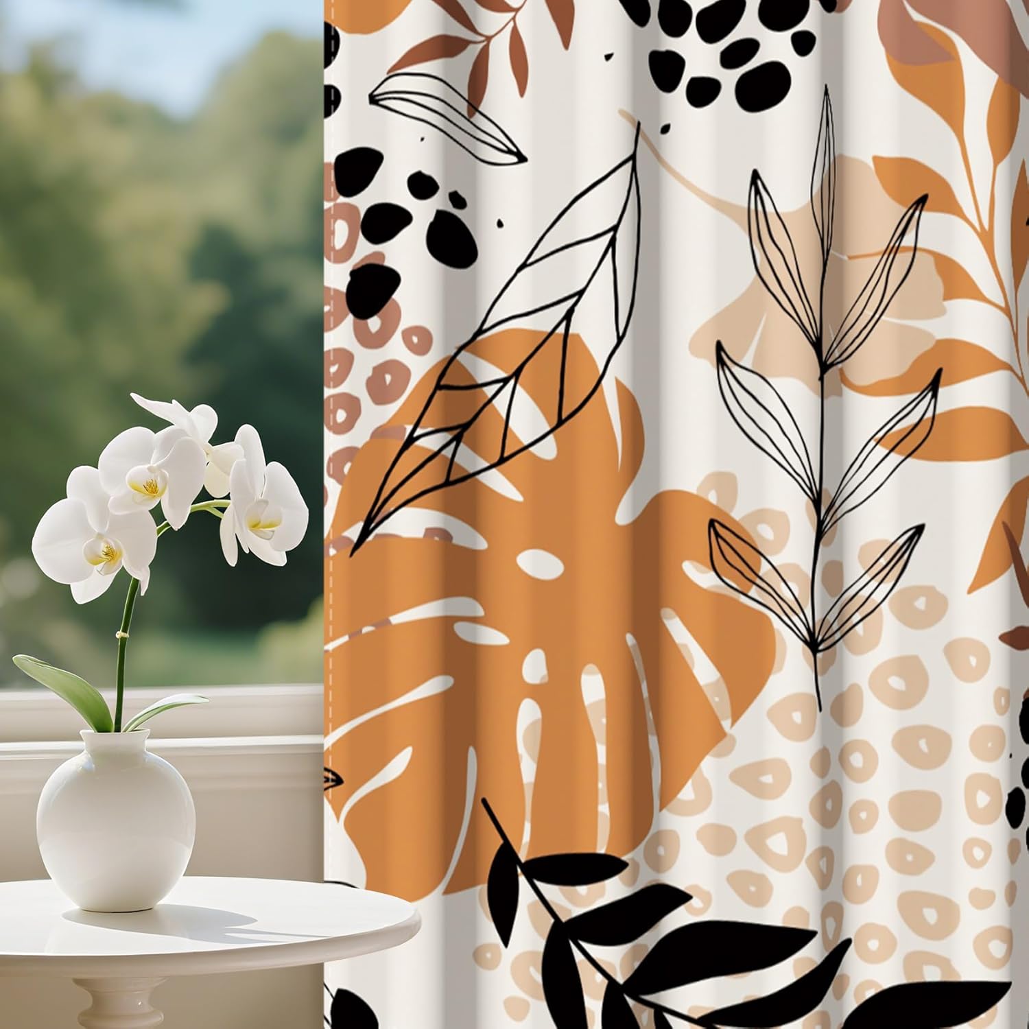Baocicco Tropical Leaf Curtains 2 Panel Set 63 Inch Long for Bedroom
