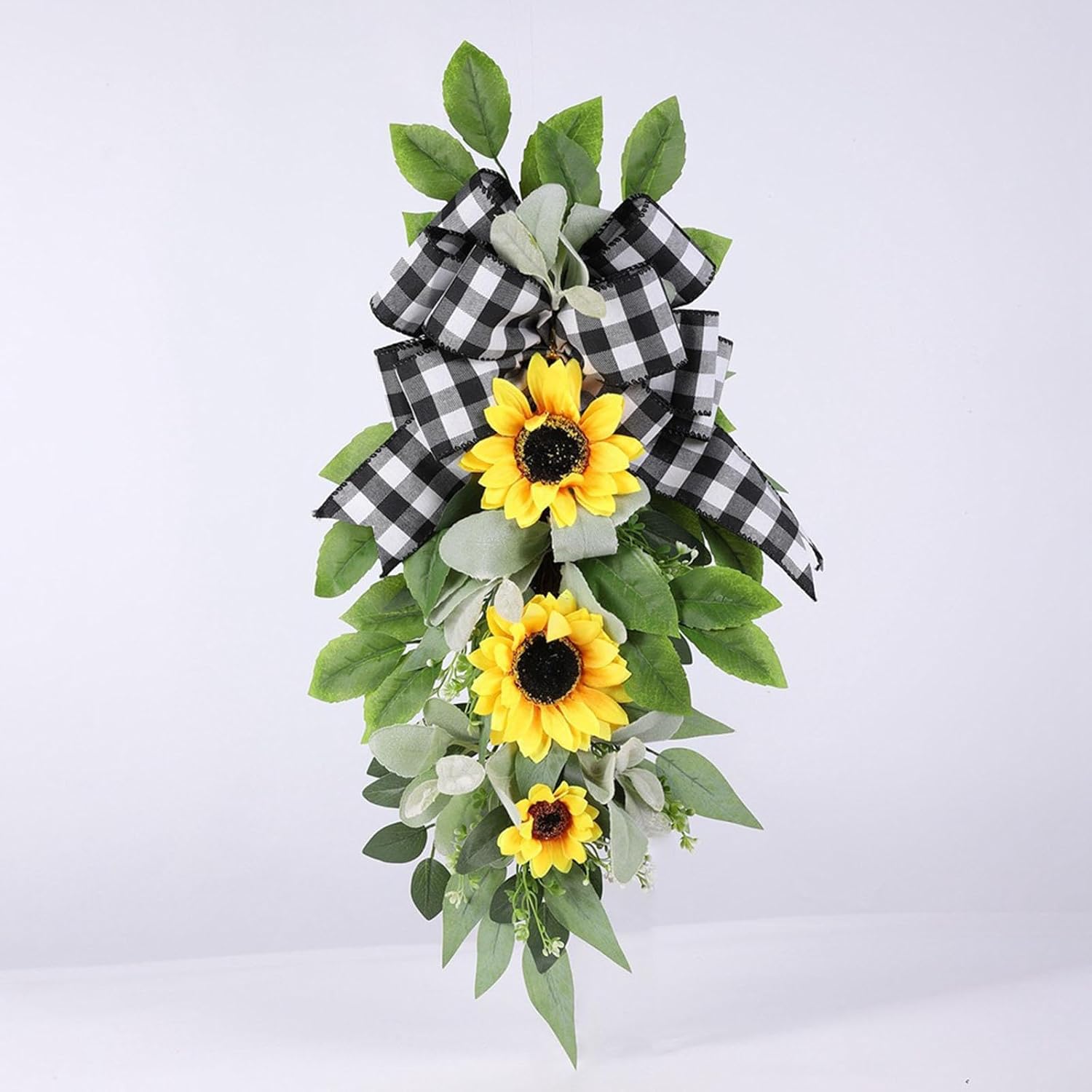 Artificial Sunflower Teardrop Front Door Wreath