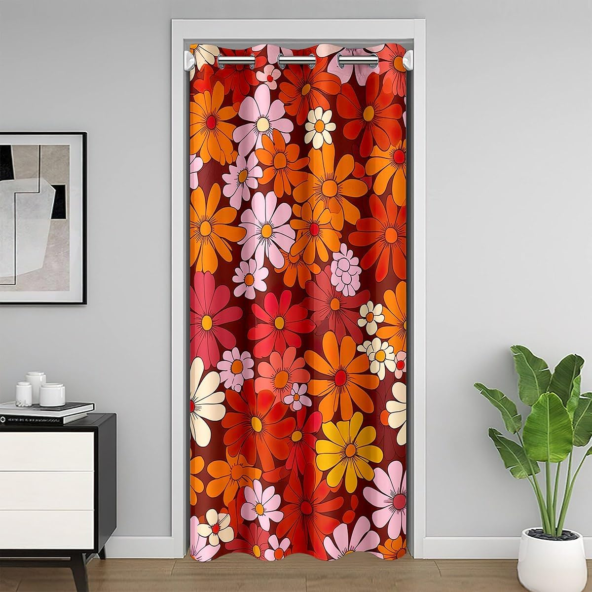 60s 70s Groovy Door Curtain 42x80 Inch