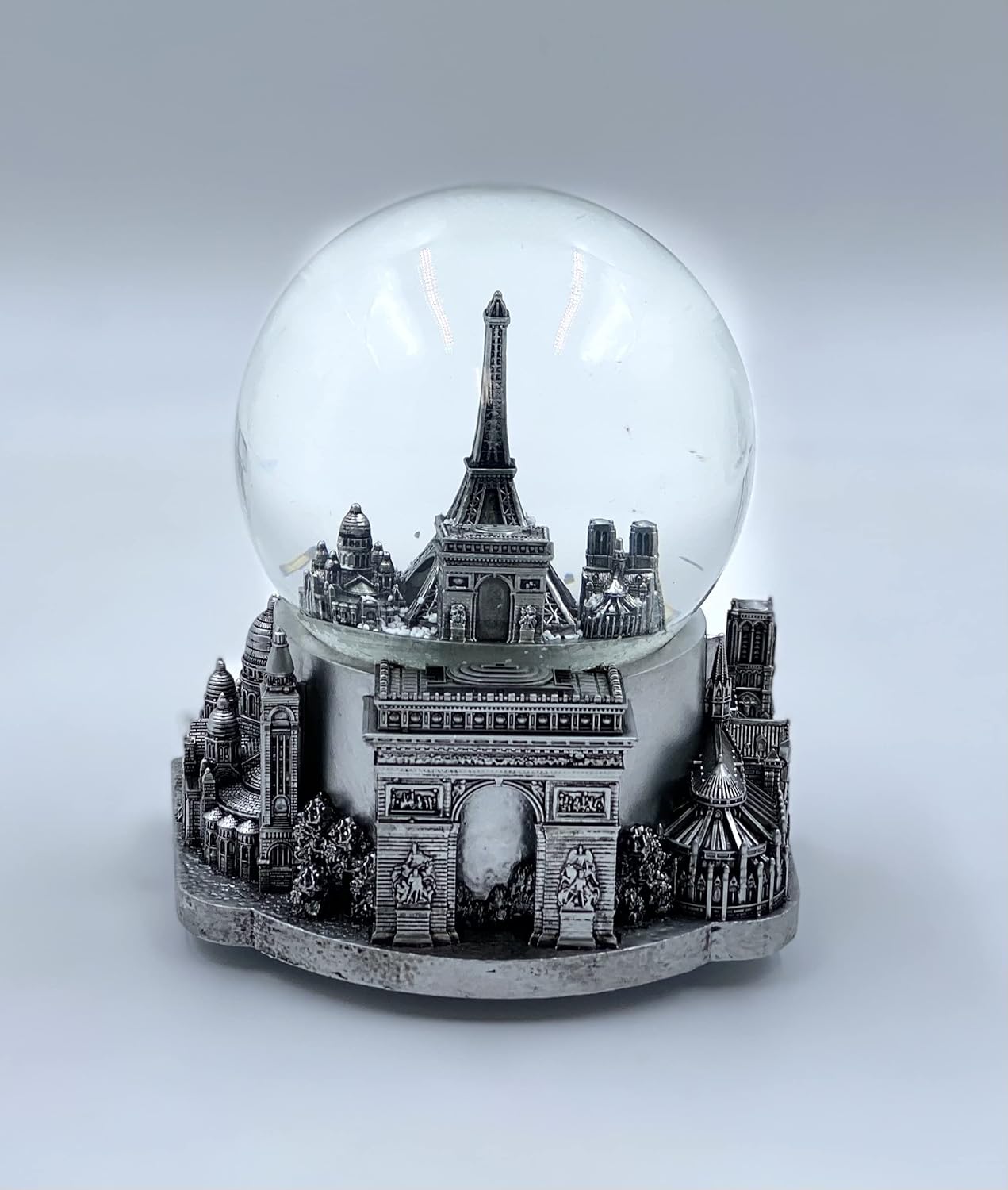 Paris Musical Snow Globe Romantic Gift Decor Silver