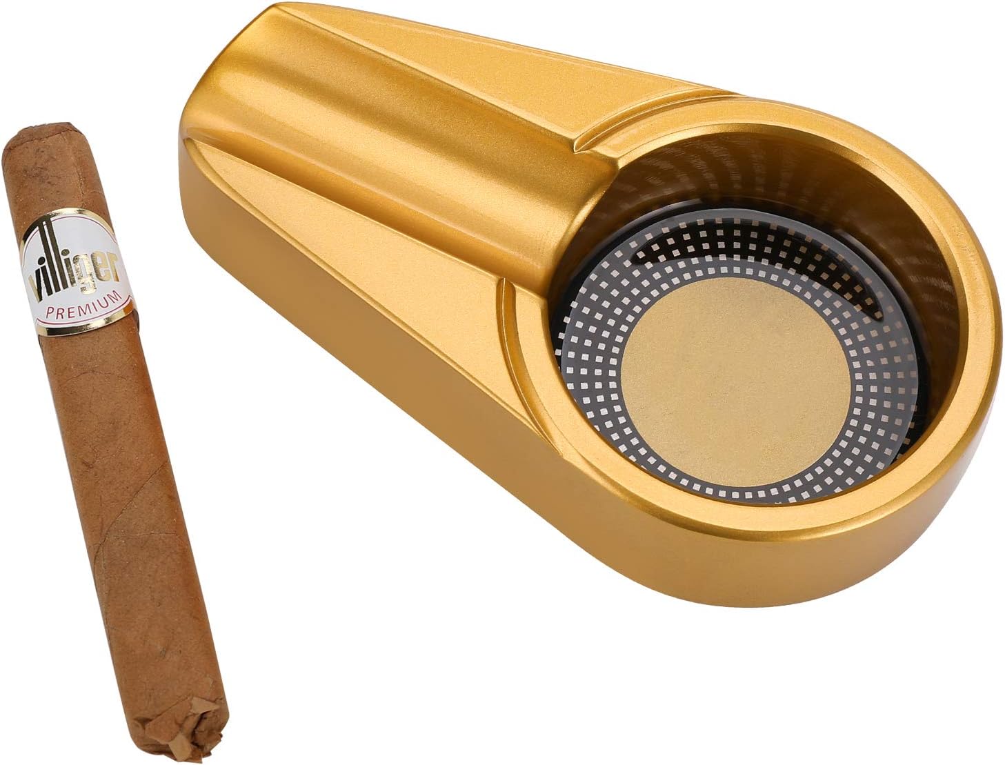 Cigar Travel Ashtray in Gold Metal