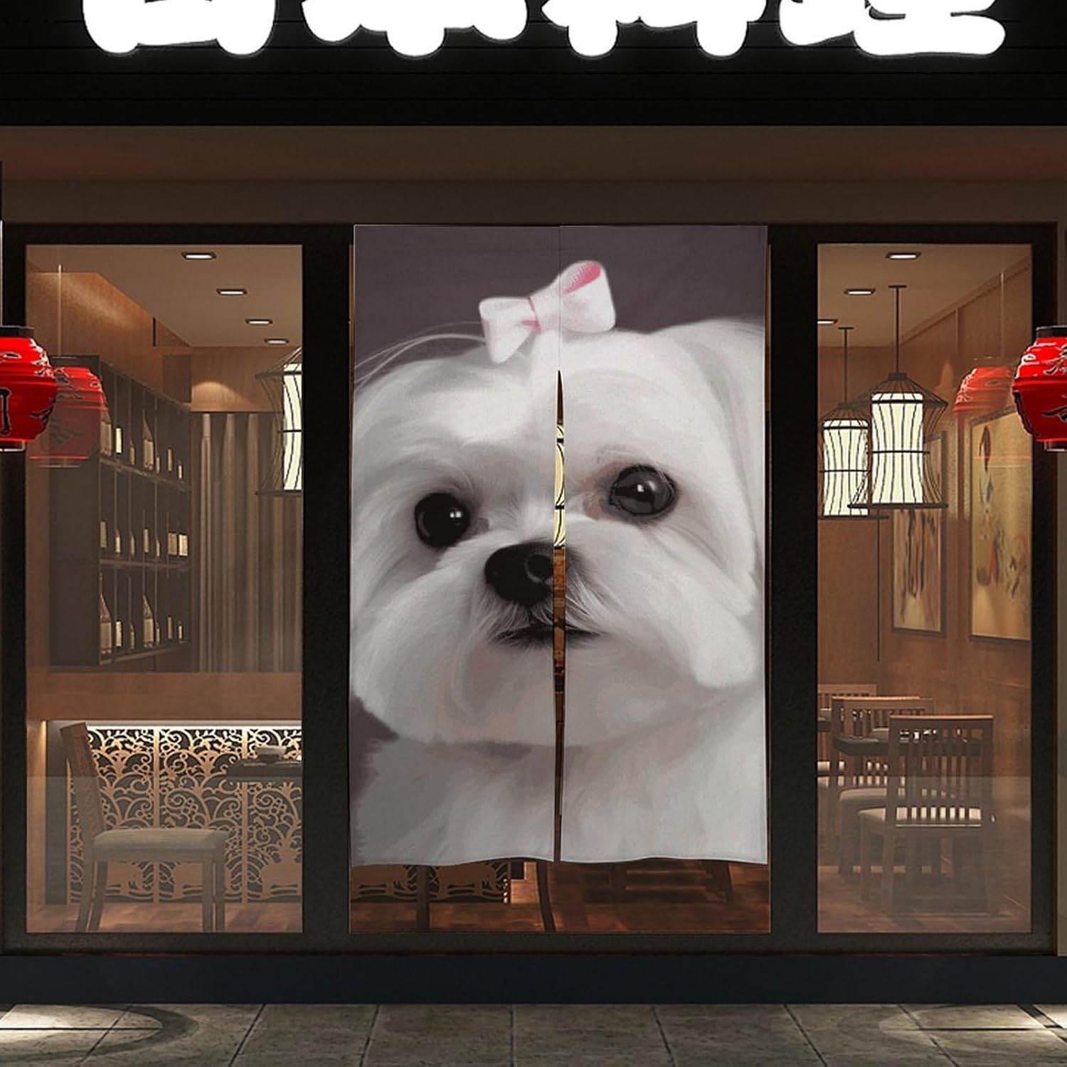 Lovely Maltese Dog Door Curtain Panel 17x57 Inch