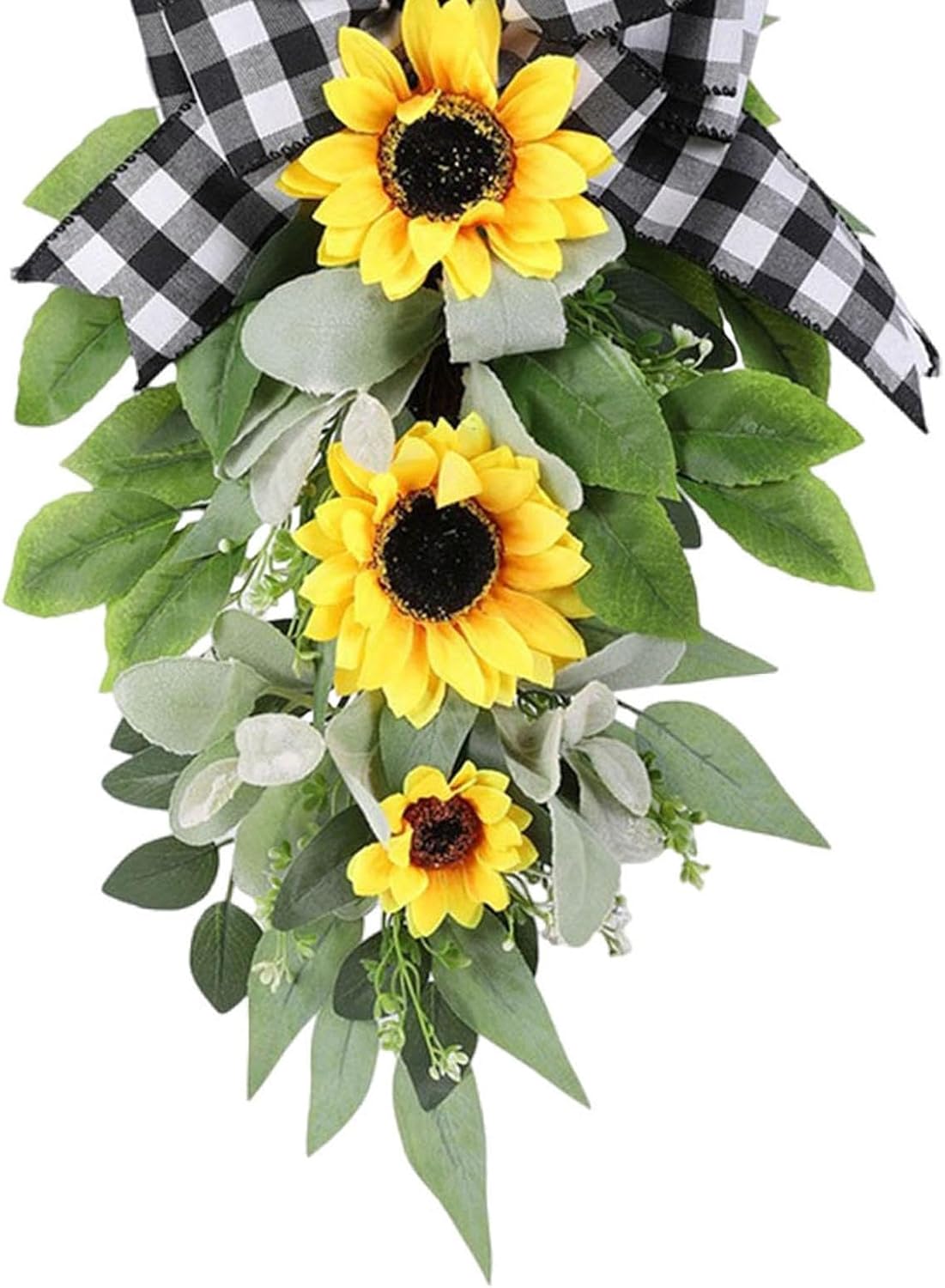 Artificial Sunflower Teardrop Front Door Wreath