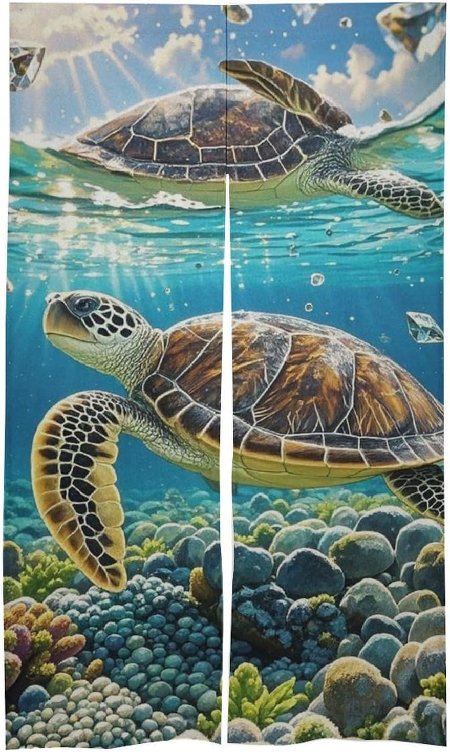 Sea Turtles Painting Door Curtain 57x17 Inches
