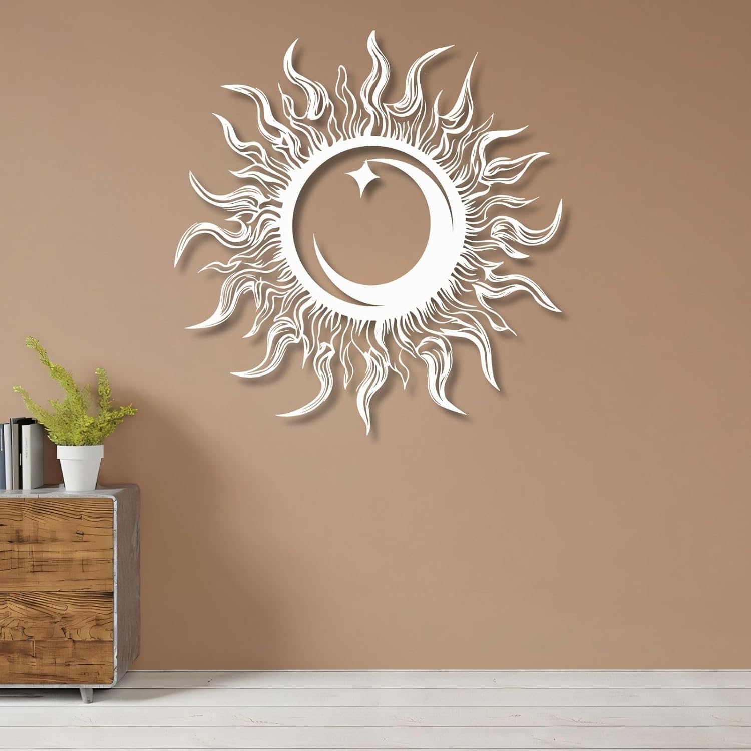 KingGenius Sun Moon Star Wall Decor 299x299 Inch Metal Art