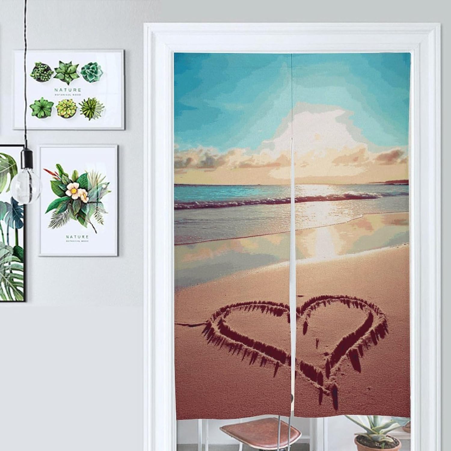 Love Beach Door Cover Curtain 57x17 Inches