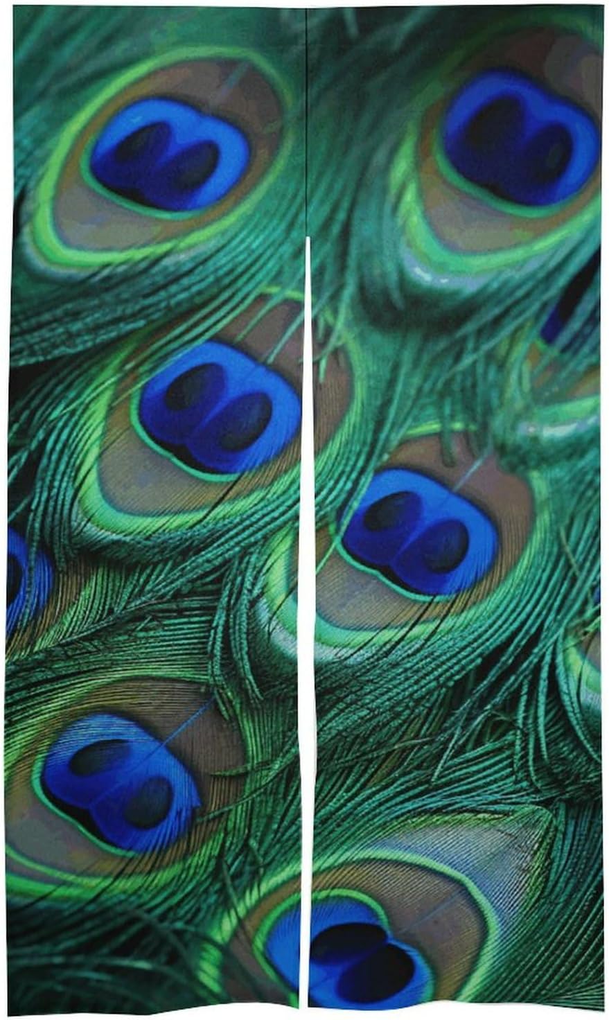 Green Peacock Feather Door Curtain Panel 17x57 Inch