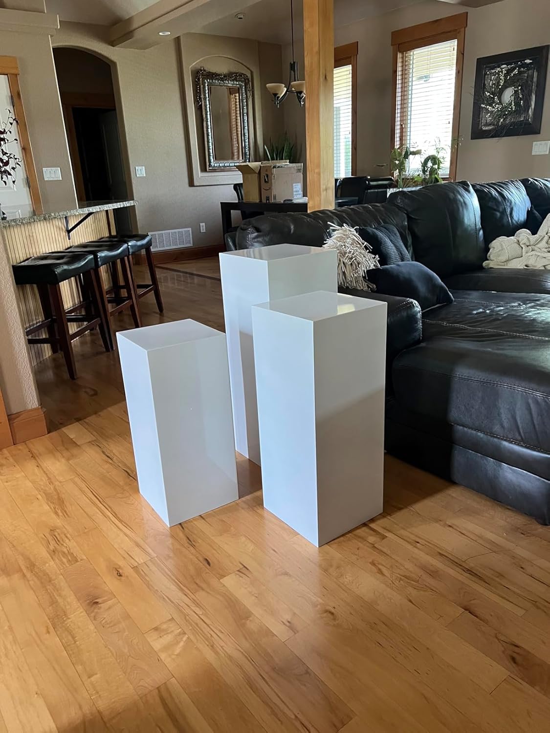 VINCIGANT 3Pcs White Square Cake Pedestal Stands for Parties
