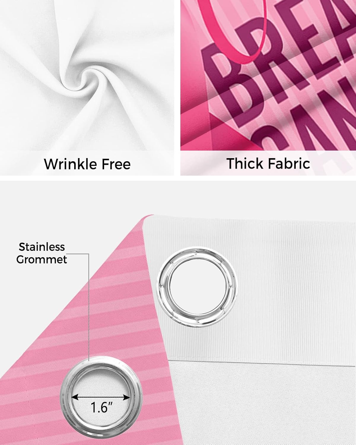 Cure Breast Cancer Door Curtains - 96 Blackout Panels for Bedrooms