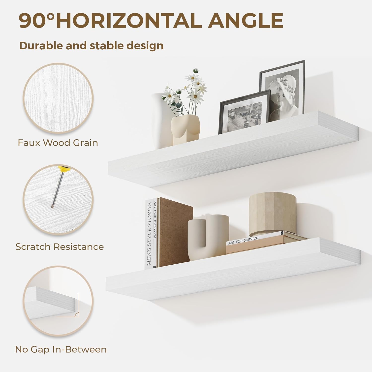 Dreamland 40 Inches Floating Shelves Set of 2 White