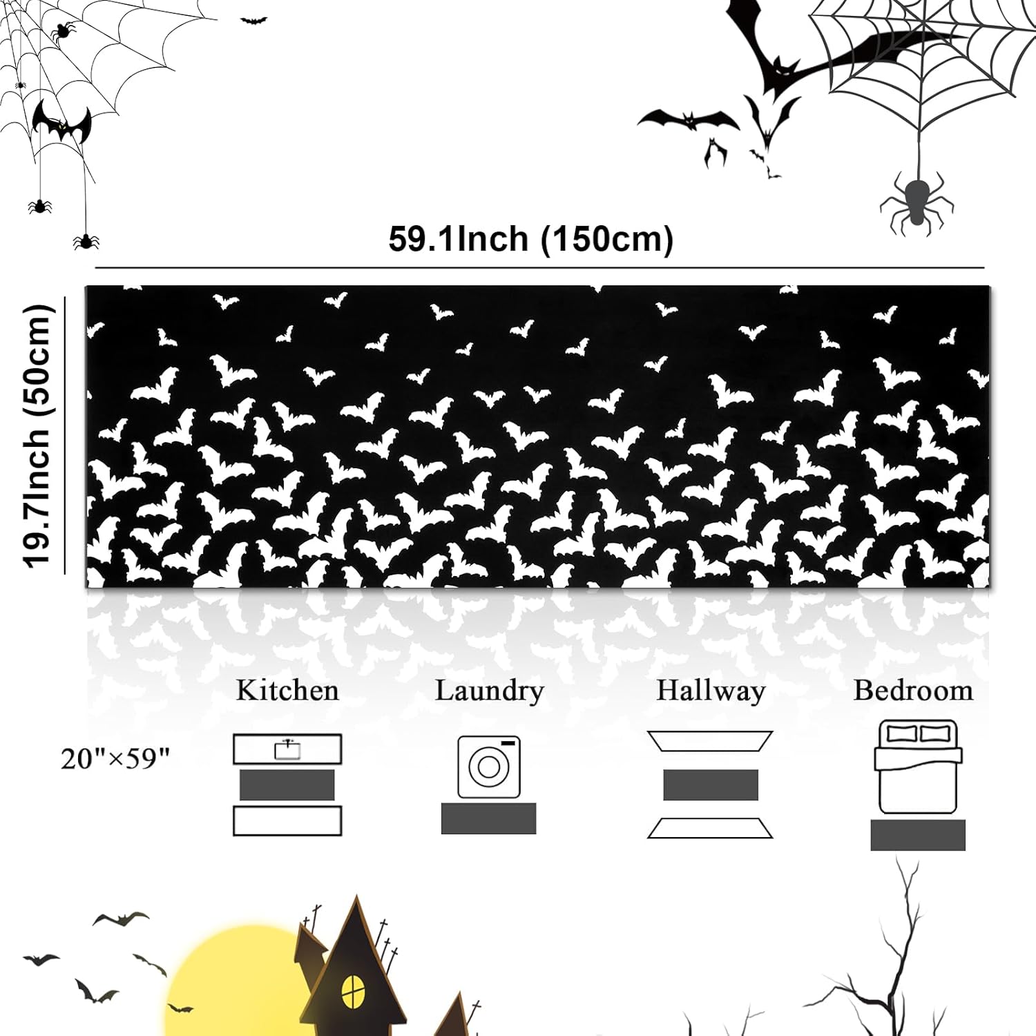 ASPMIZ Halloween Runner Rug Non Slip for Hallways