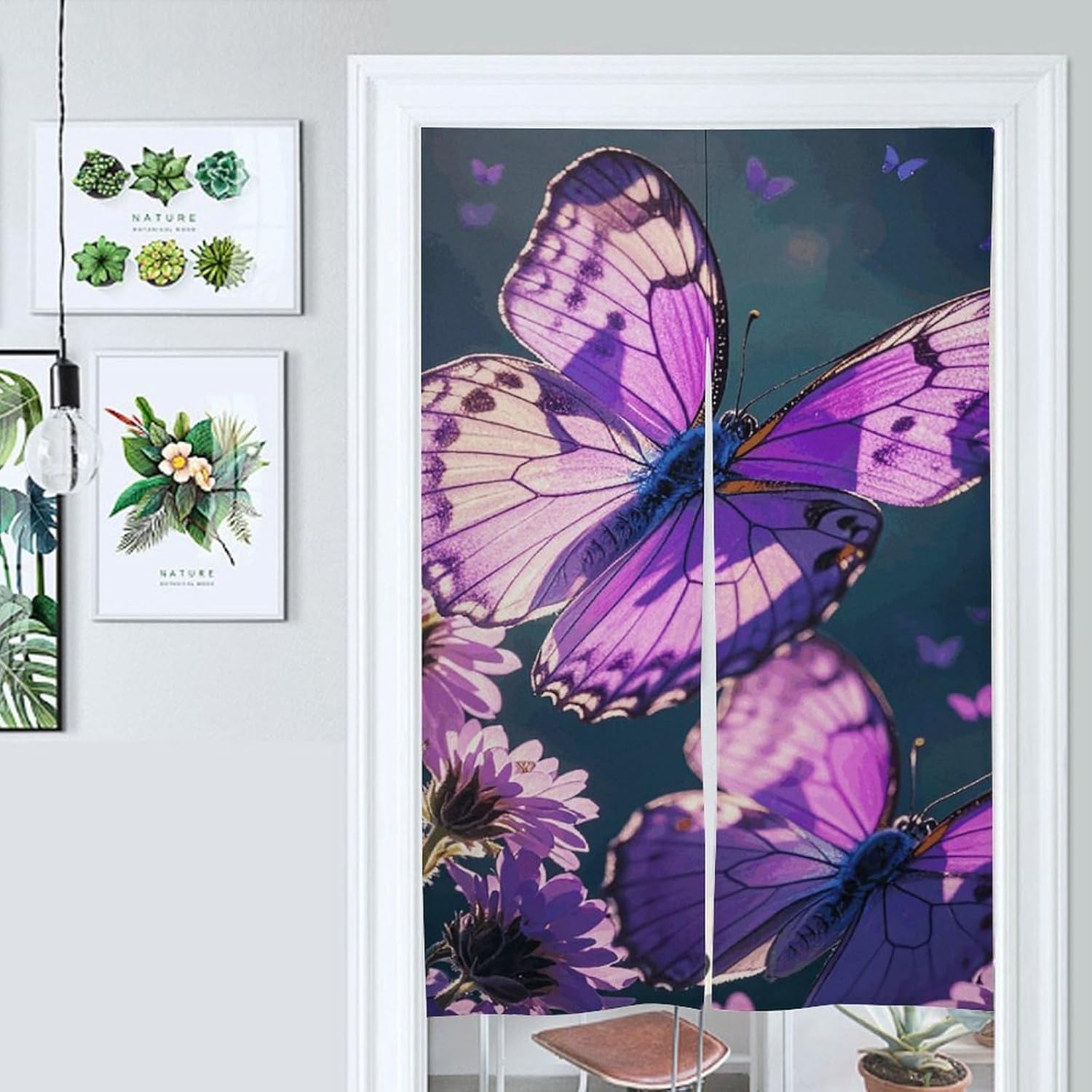 Lovely Purple Butterfly Door Cover Curtain 57x17 Inches