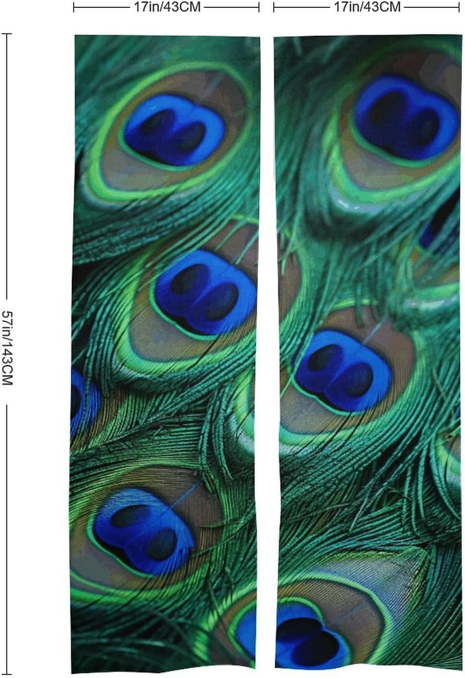 Green Peacock Feather Door Curtain Panel 17x57 Inch