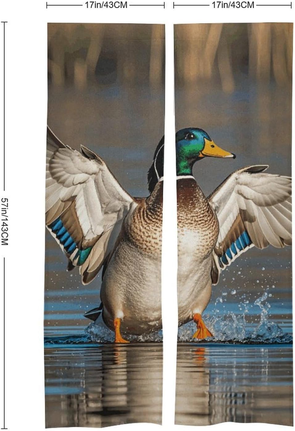 Hunting Flying Wild Ducks Door Cover Curtain 57x17Inches