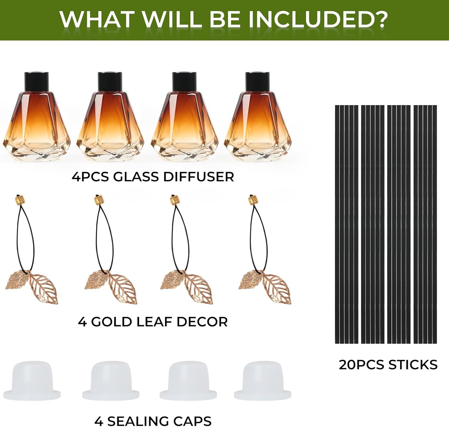 TRIFOLIC Reed Diffuser Set 4 Bottles 20 Sticks