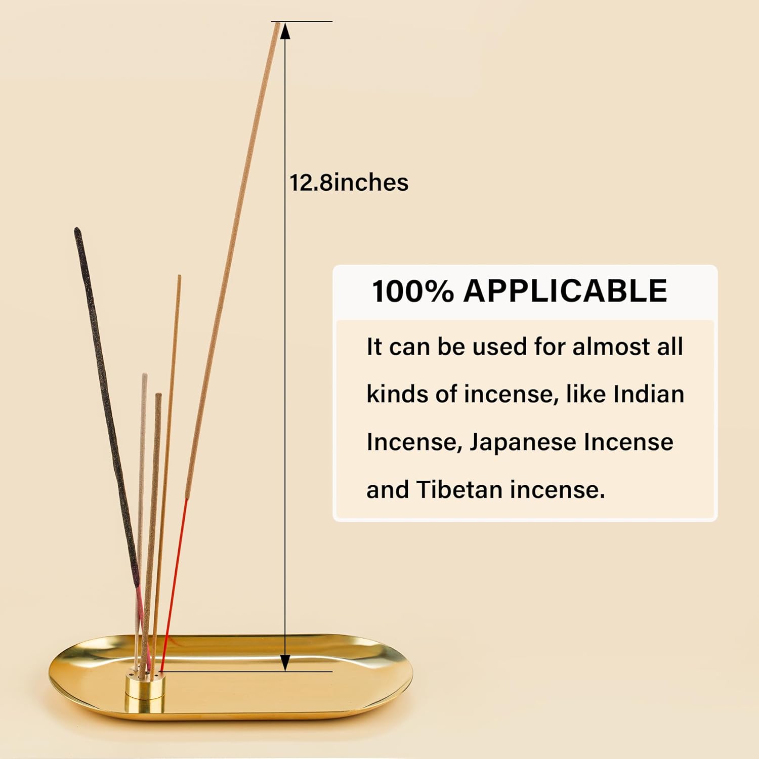 ZenBless 6 In 1 Incense Holder - Gold Oval Ash Catcher
