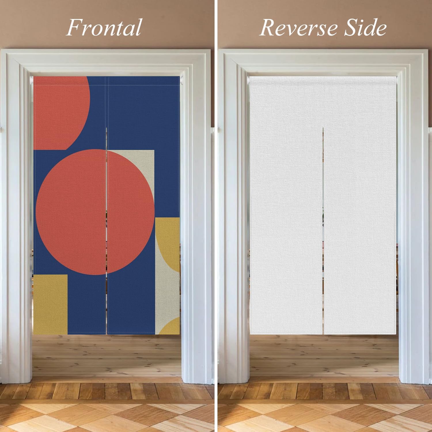 Leowefowa Japanese Door Curtain Noren Red Circle Traditional Artistic Painting Tapestries