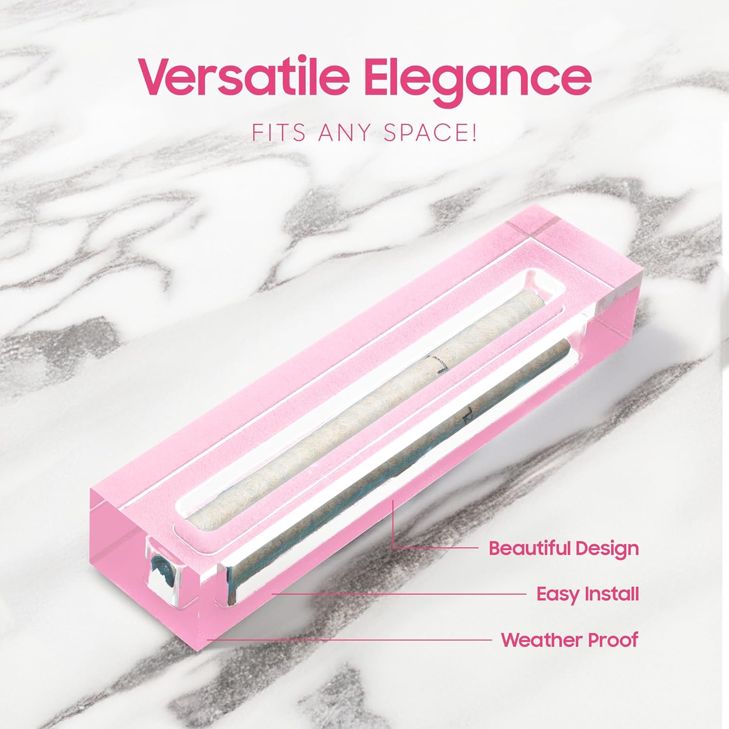 AS Mezuzah Case Pink 6 Inches Acrylic Waterproof