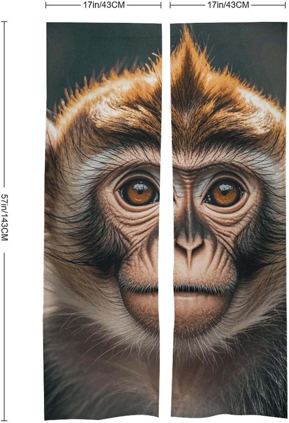 Cute Monkey Door Cover Curtain 57x17 Inches