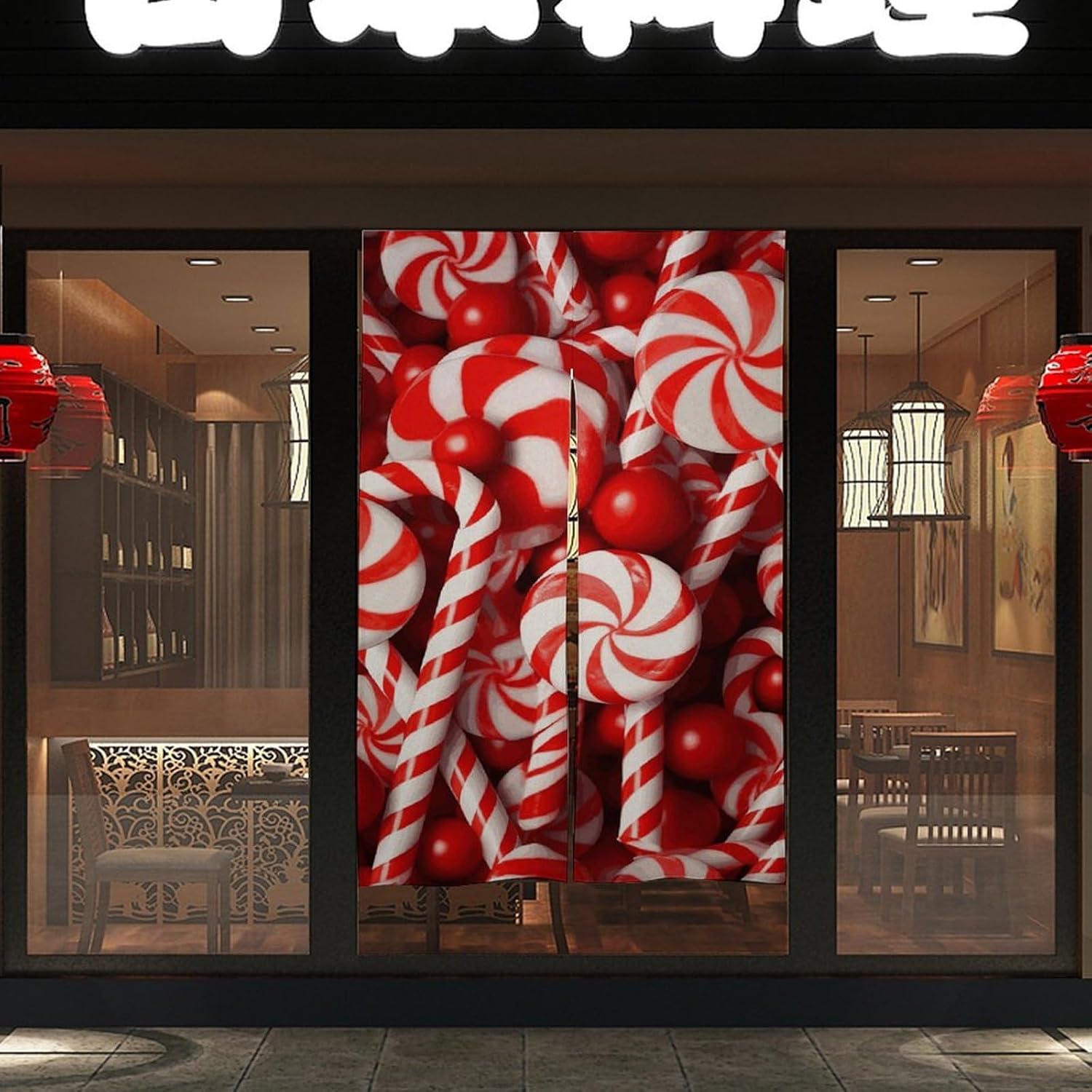 Candy Canes Door Cover Curtain 57x17 Inches