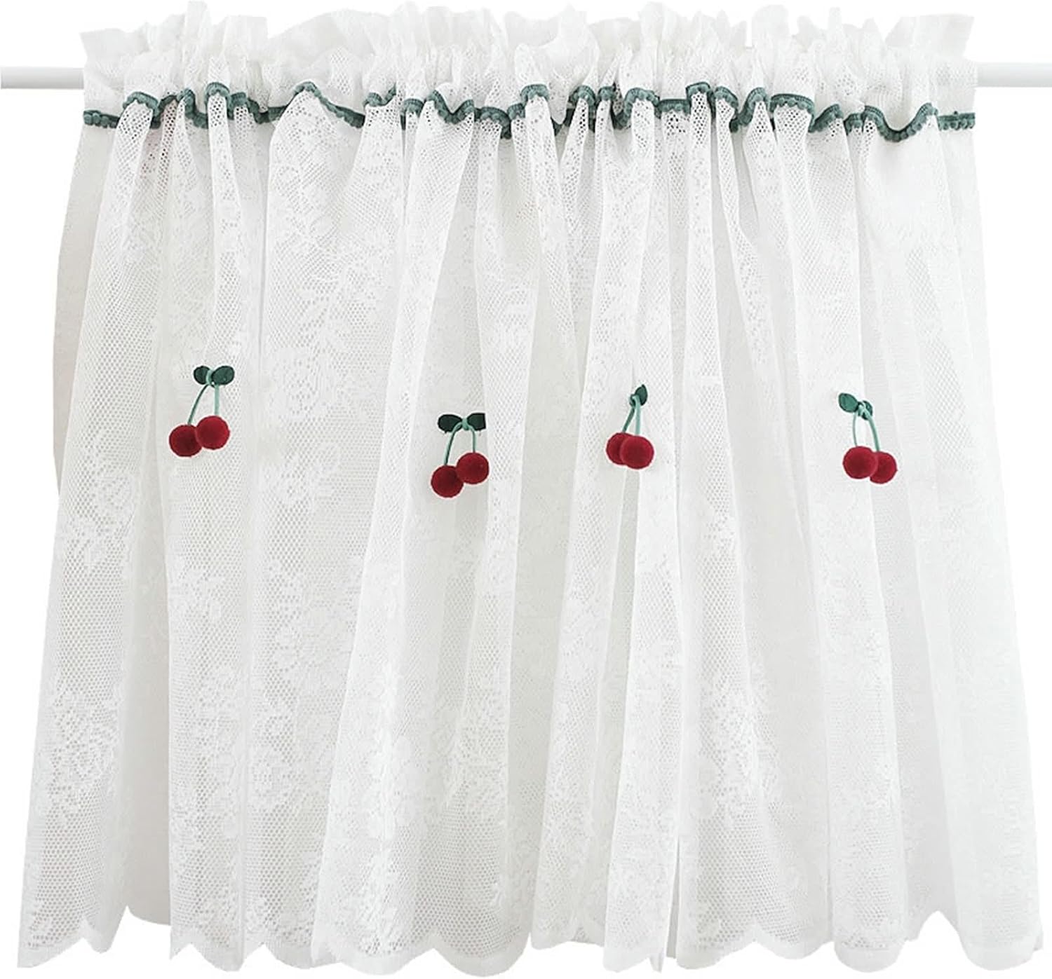 Dsnyu Sheer Curtains with Cherry Pattern 110 x 16 Panel Rod Pocket