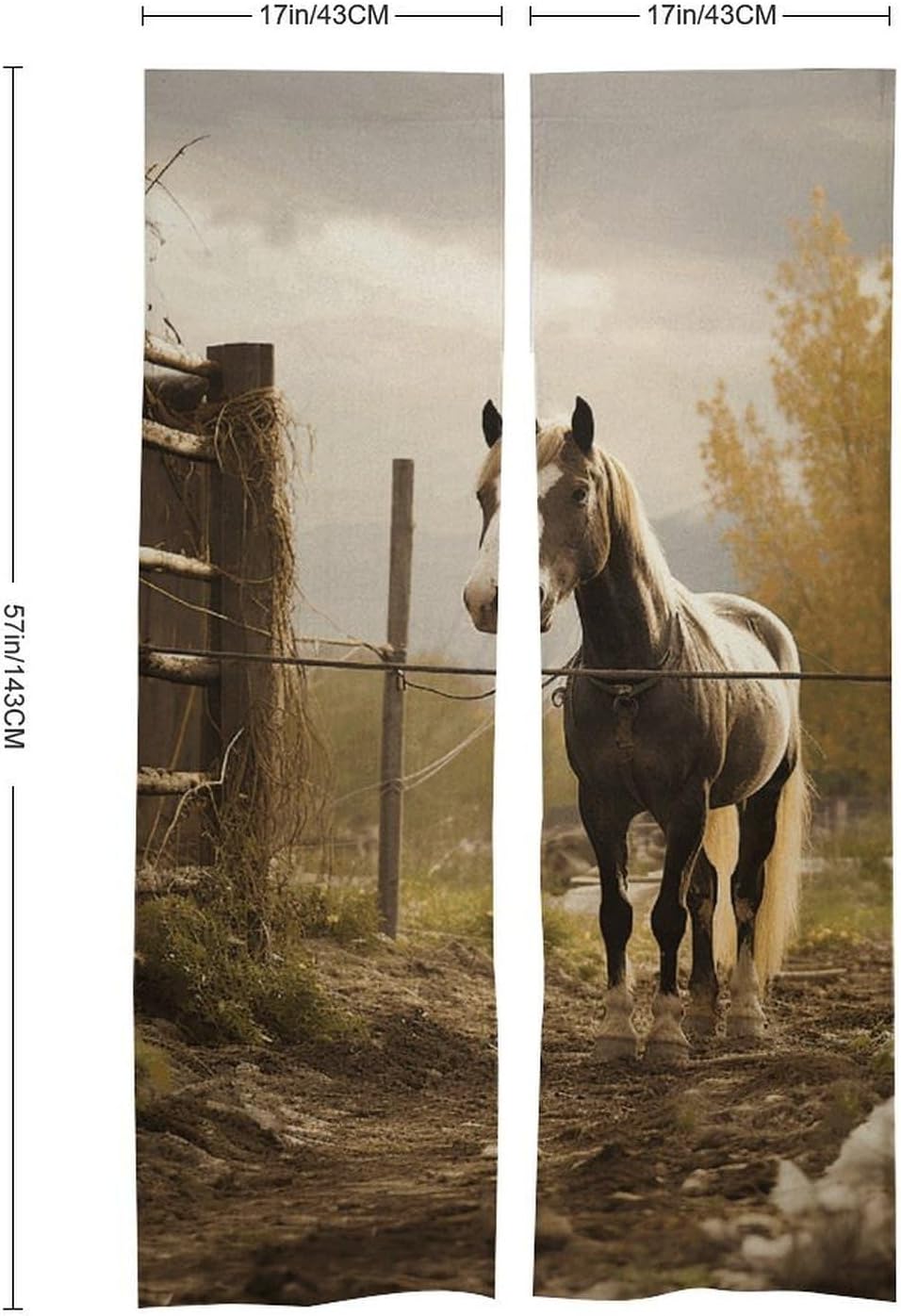 Fence and Horse Door Cover Curtain 57x17 Inches