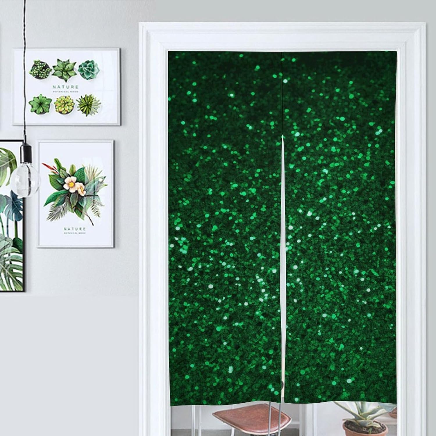 Green Sequin Sparkle Door Curtain Panel