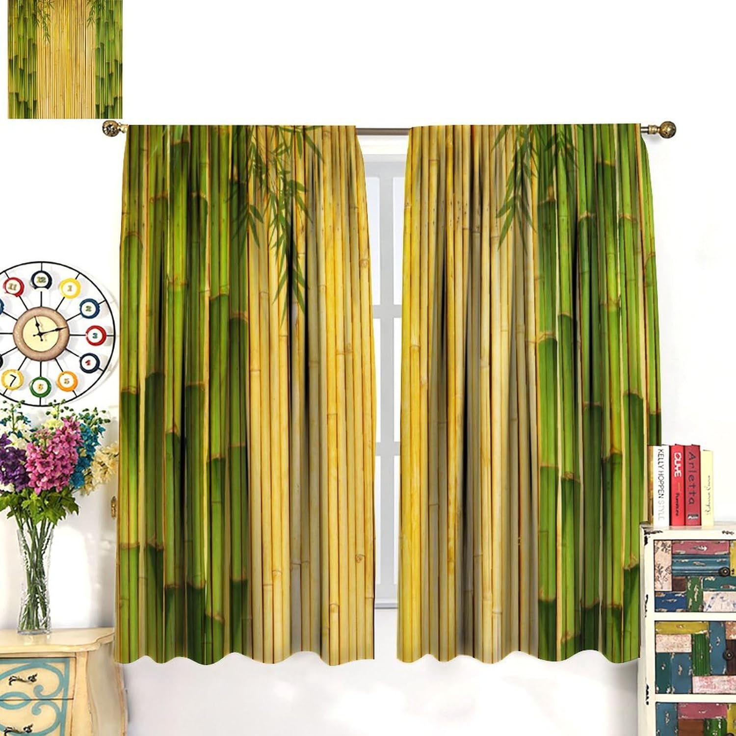 Focusbrite Bamboo Curtains 2 Panels 42x63 Inches