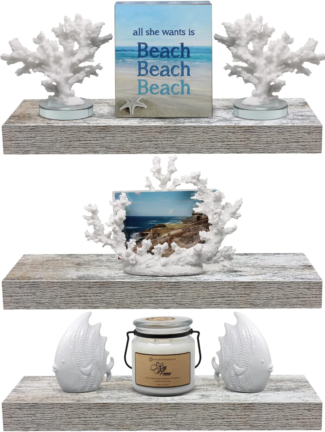 Sorbus Floating Shelves 3 Pack 16 Inch Rustic