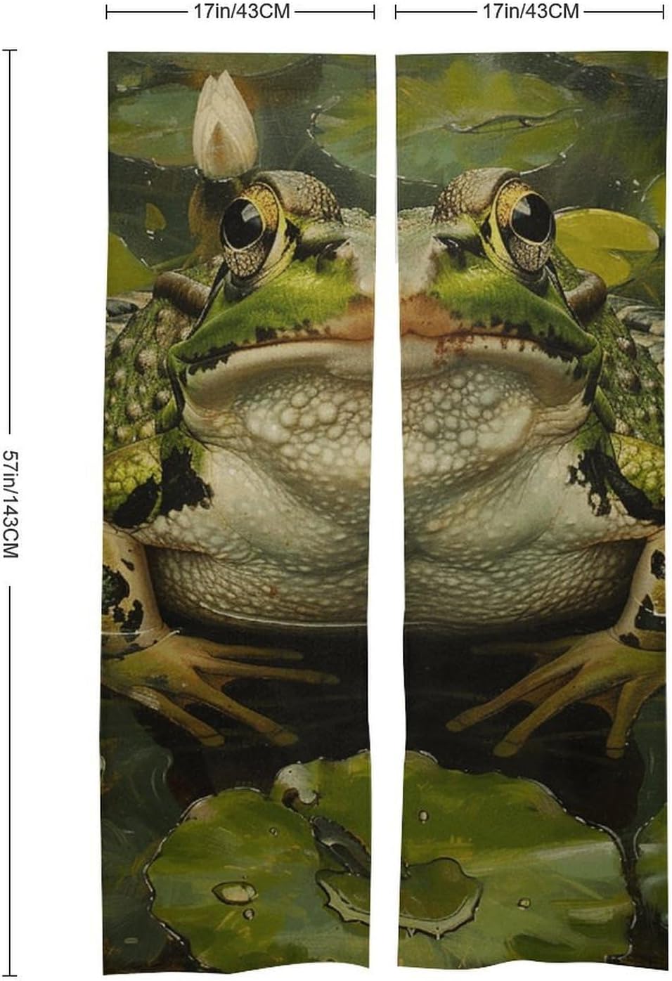 Lily and Frog Door Cover Curtain 57x17 Inches
