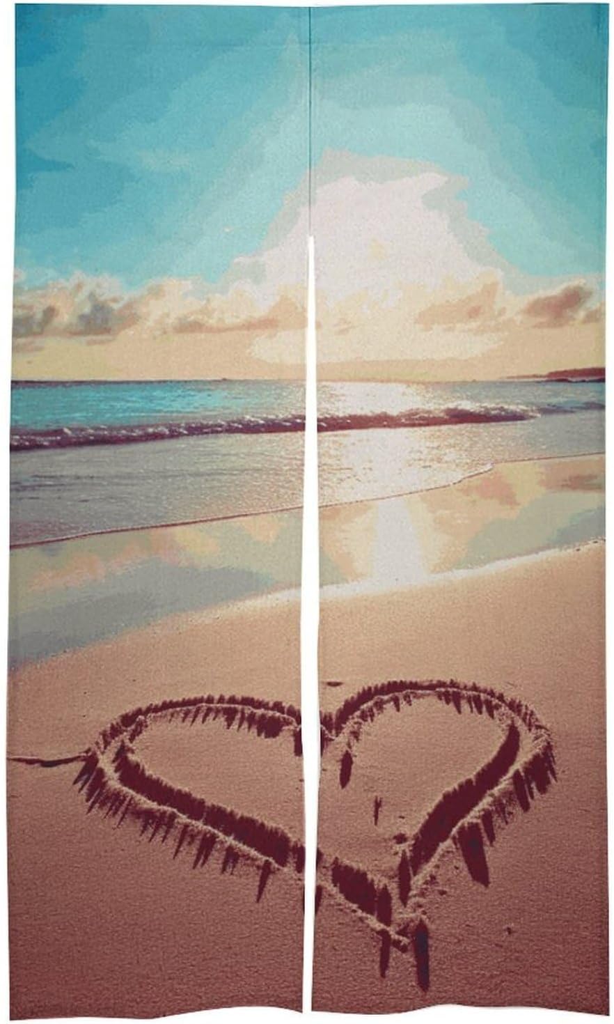 Love Beach Door Cover Curtain 57x17 Inches