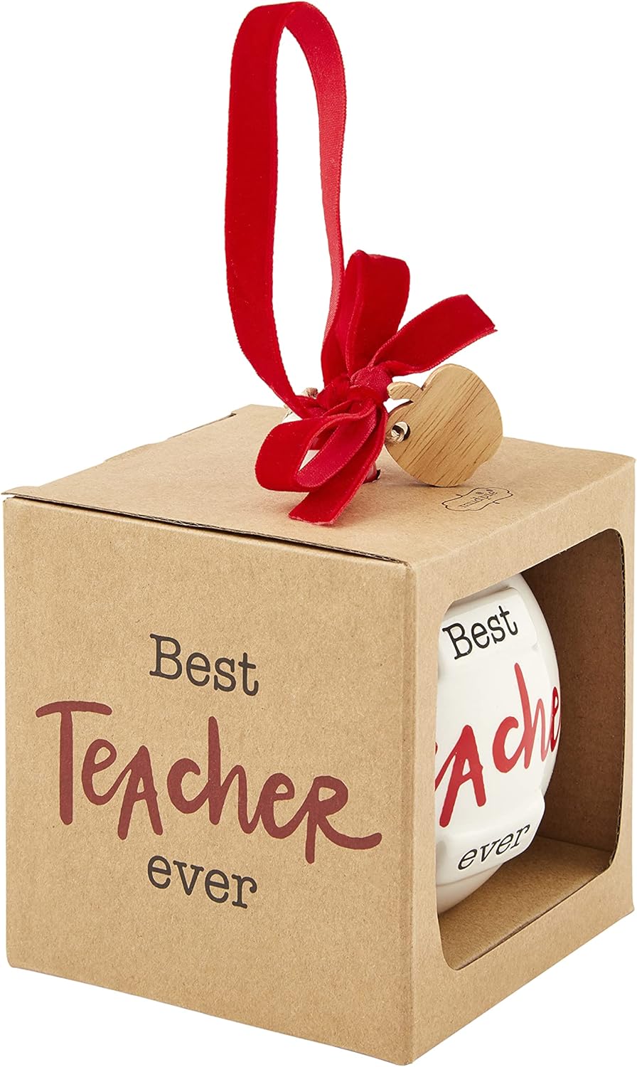 Mud Pie Ceramic Christmas Ball Best Teacher 45x4