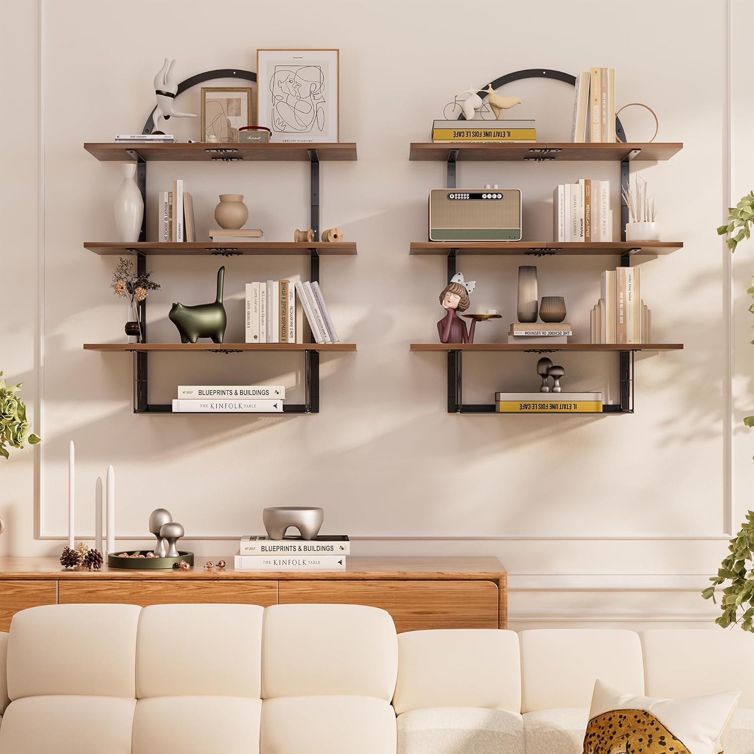 XLHOMO Floating Shelf Wall 24 Inch 31 Tier Rustic Brown