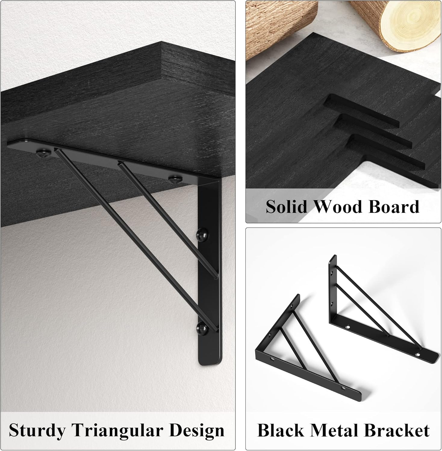 Love-KANKEI 4-Tier Floating Corner Shelves Black