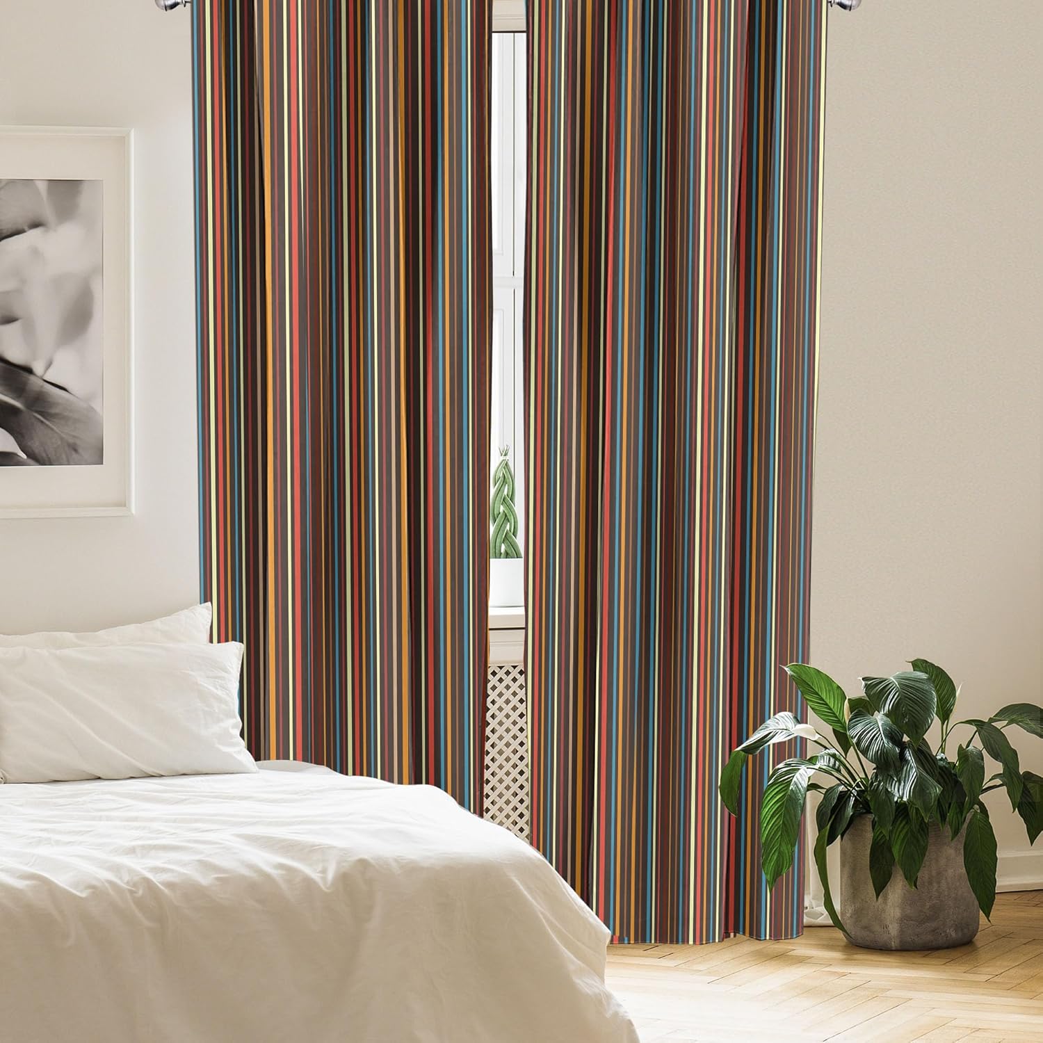 Ambesonne Striped Window Curtains Pack of 2