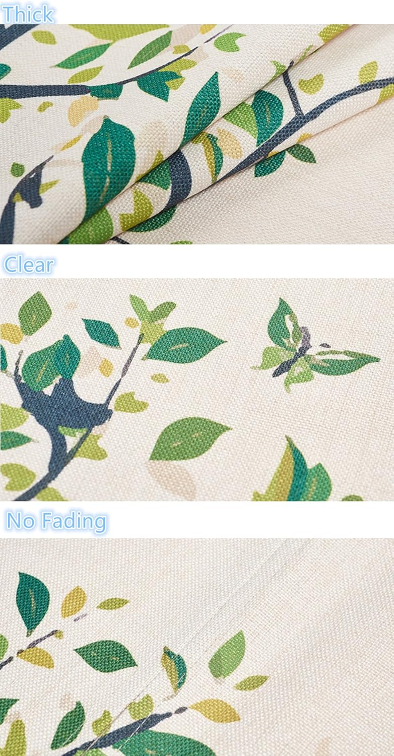 Cotton Linen Japanese Noren Door Curtain with Green Bonsai Pattern