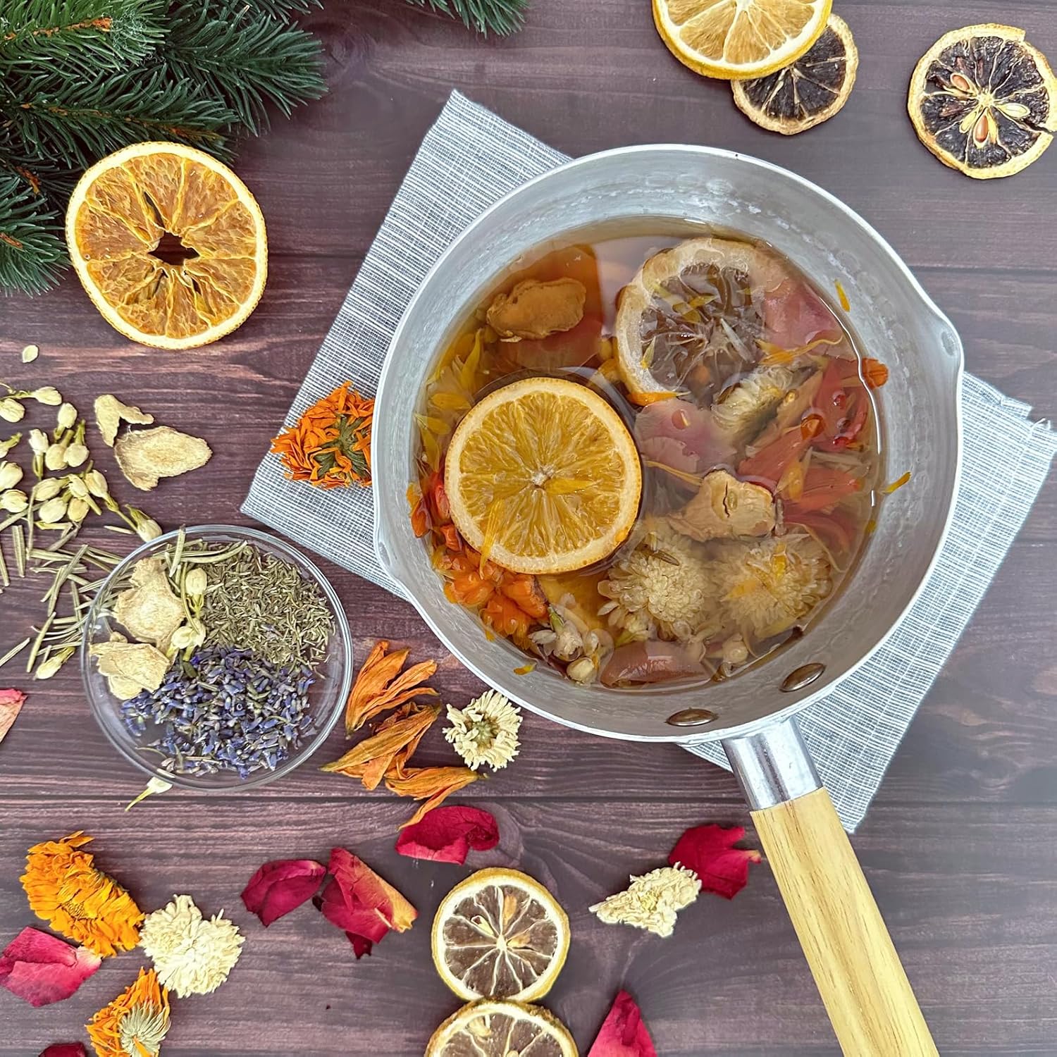 Fall Simmer Pot with Rose Lavender Dried Orange
